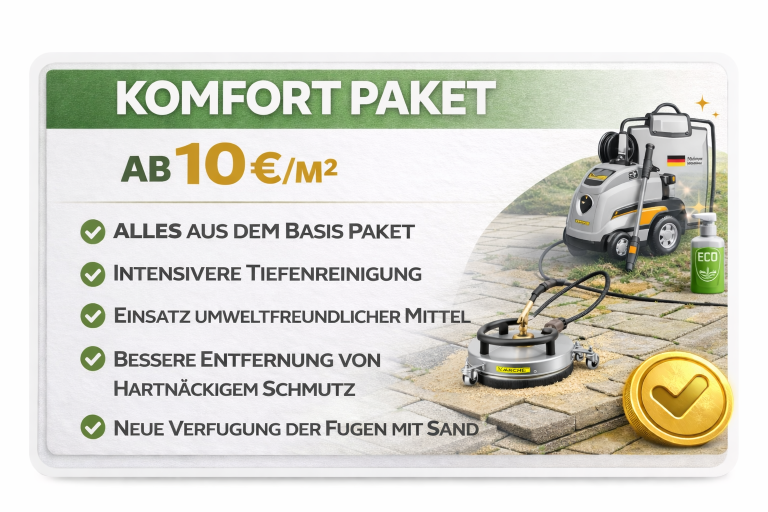 Preisliste für das Komfort Paket mit Reinigungsdiensten ab 10 €/m².